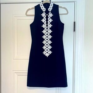 Lilly Pulitzer Blue and White Halter Sheath Mini Dress